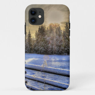Sunrise on a Winter Pasture in Snow iPhone 11 Case