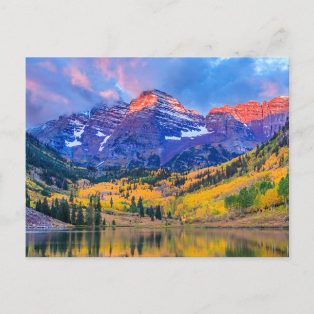 Sunrise on Maroon Bells Postcard (Front)