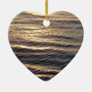 Sunrise on Ocean Waters Blue Abstract Photography Ceramic Ornament