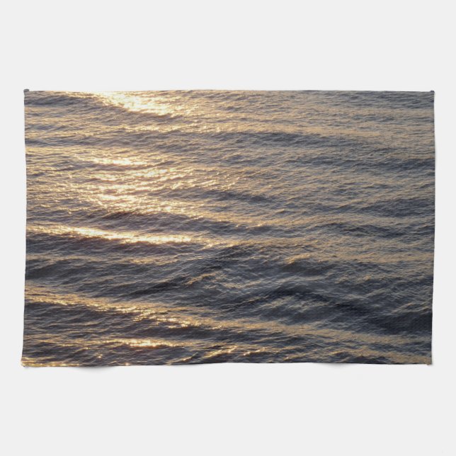 Sunrise on Ocean Waters Calming Photography Tea Towel (Horizontal)