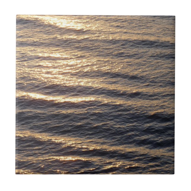 Sunrise on Ocean Waters Calming Photography Tile (Front)