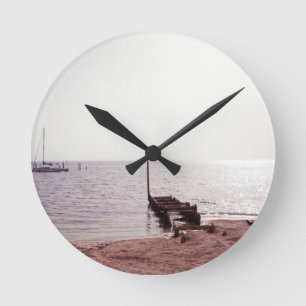 sunrise on the beach photograph round clock