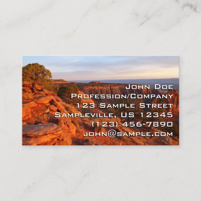 Sunrise on the Grand View Trail at CO Monument Business Card (Front)