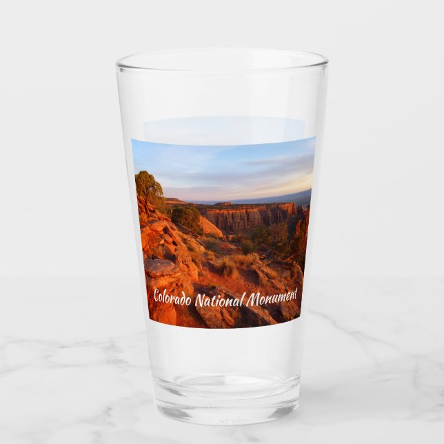 Sunrise on the Grand View Trail at CO Monument Glass (Front)