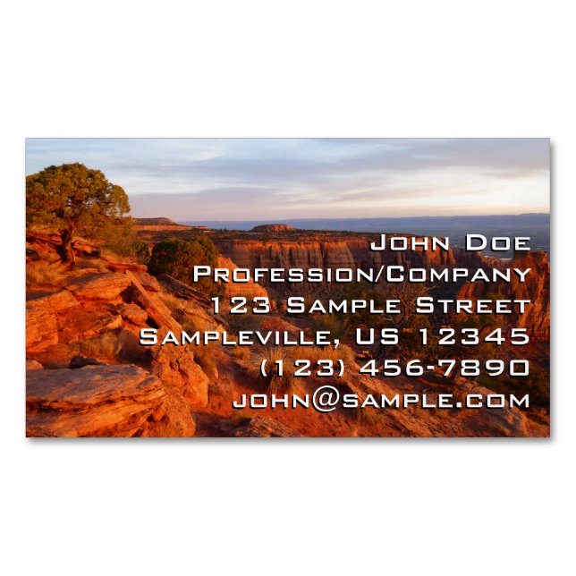 Sunrise on the Grand View Trail at CO Monument Magnetic Business Card (Front)