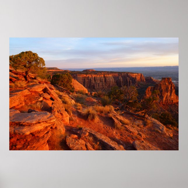 Sunrise on the Grand View Trail at CO Monument Poster (Front)