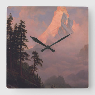Sunrise on the Matterhorn Square Wall Clock
