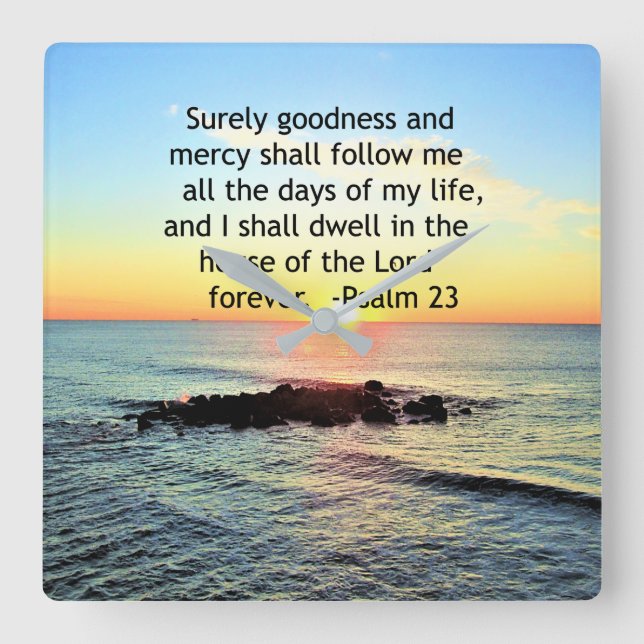 SUNRISE ON THE OCEAN 23RD PSALM PHOTO SQUARE WALL CLOCK (Front)