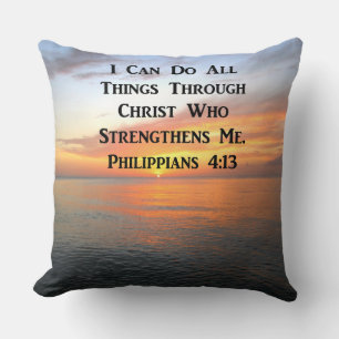 SUNRISE ON THE OCEANS PHILIPPIANS 4:13 SCRIPTURE CUSHION
