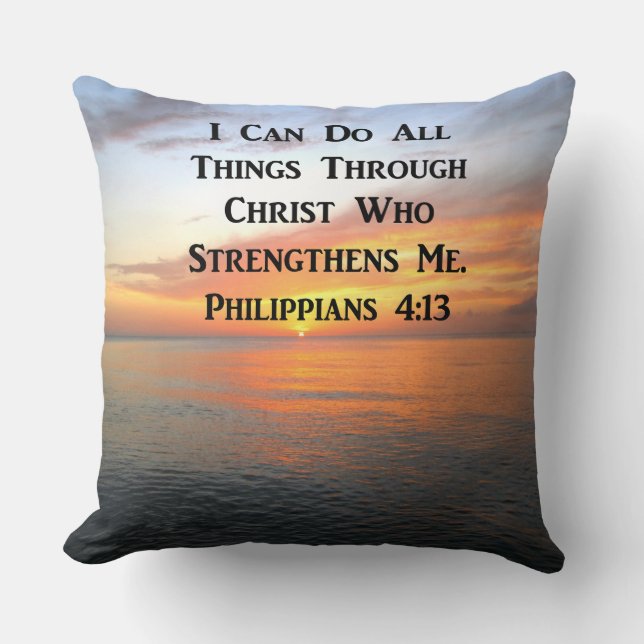 SUNRISE ON THE OCEANS PHILIPPIANS 4:13 SCRIPTURE CUSHION (Front)