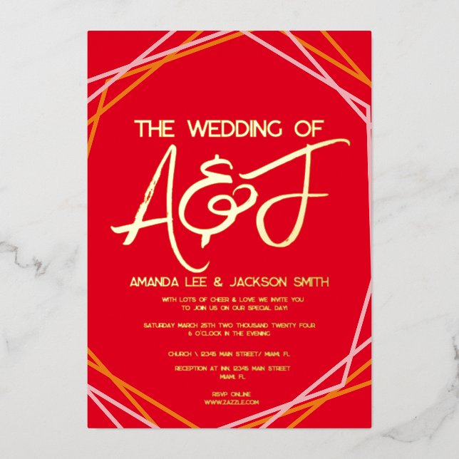 Sunrise Orange Pink Red Bright Wedding  (Front)