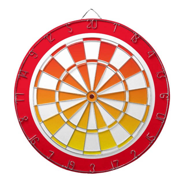 sunrise orange, yellow and red fade dartboard (Front)