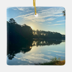 Sunrise Over A Georgia Lake Ceramic Ornament