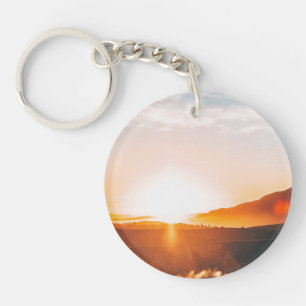 sunrise over a mountain key ring