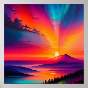Sunrise Over a Mountain Poster