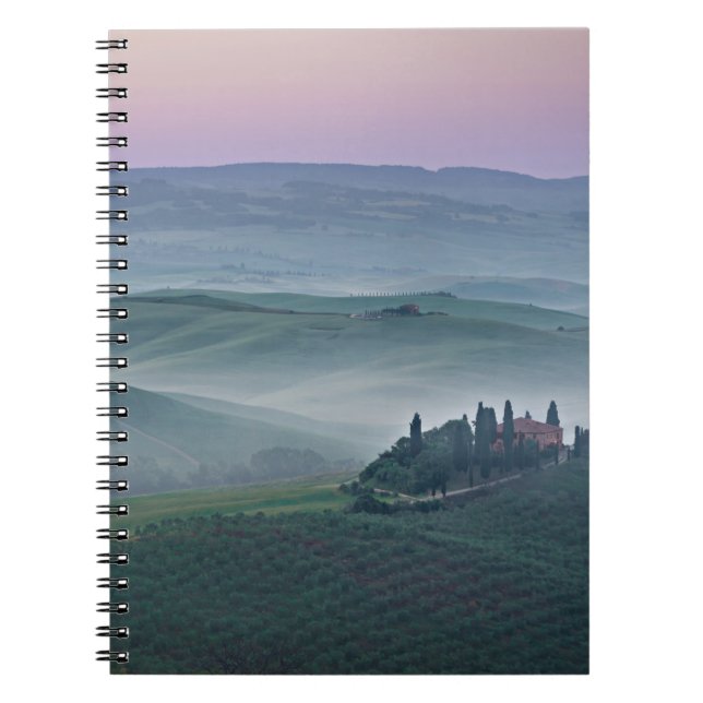 Sunrise over a Tuscany landscape notebook (Front)