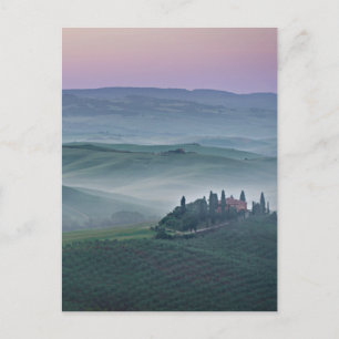 Sunrise over a Tuscany landscape vertical card