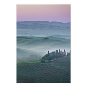 Sunrise over a Tuscany landscape vertical photo Print