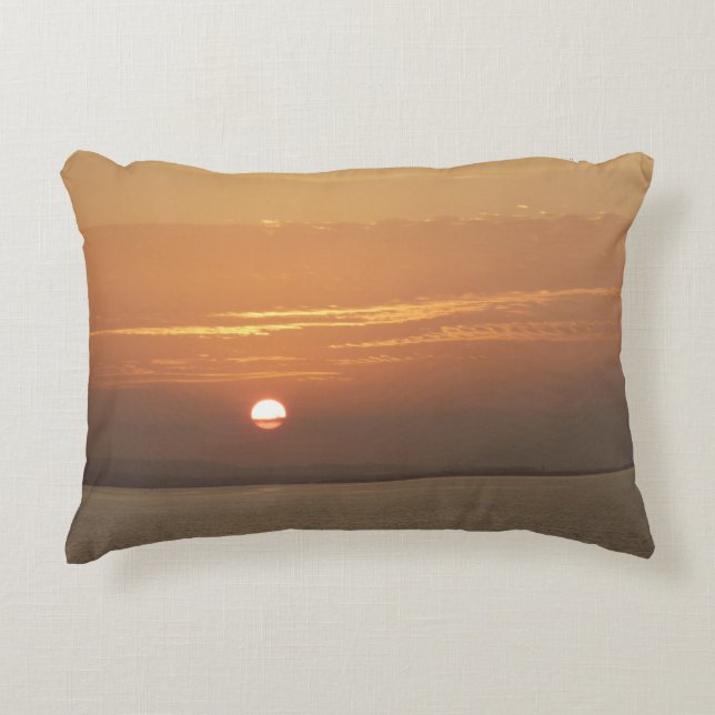 Sunrise over Aruba I Caribbean Seascape Decorative Cushion (Front)