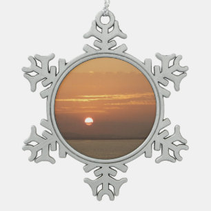Sunrise over Aruba I Caribbean Seascape Snowflake Pewter Christmas Ornament