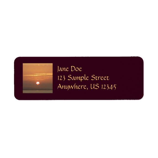 Sunrise over Aruba II Caribbean Seascape Return Address Label (Front)