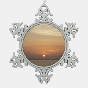 Sunrise over Aruba II Caribbean Seascape Snowflake Pewter Christmas Ornament