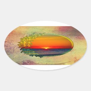 Sunrise Over Atlantic Oval with Flowers Sticker
