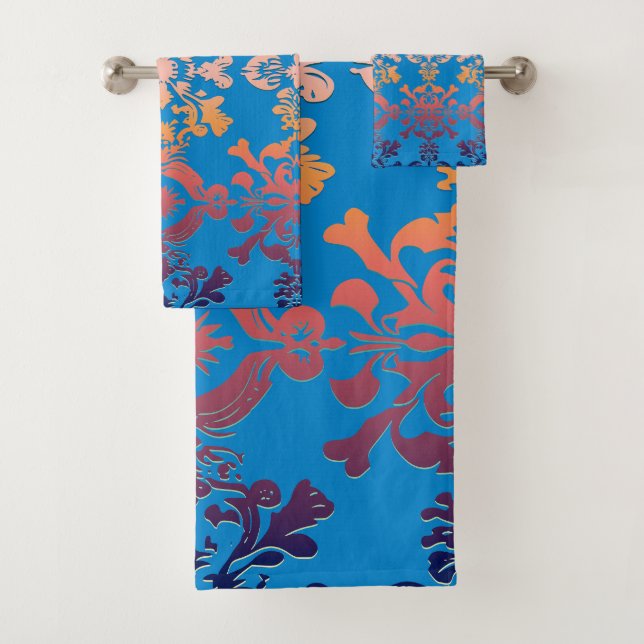 Sunrise over Blue Sky Royal Damask Bath Towel Set (Insitu)