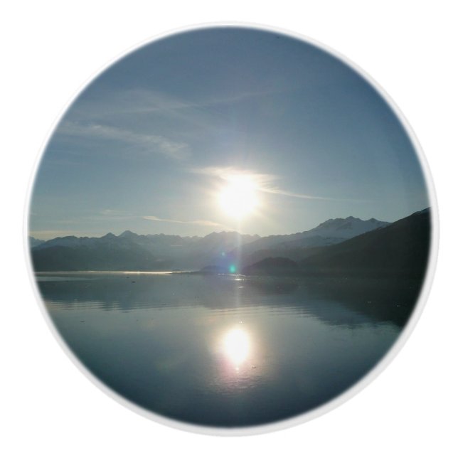 Sunrise over College Fjord Alaska Photography Ceramic Knob (Front)