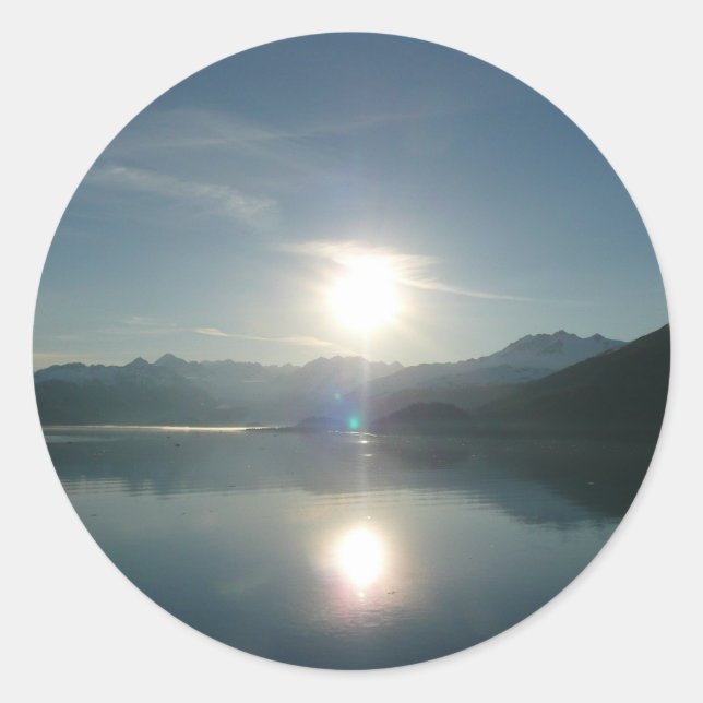 Sunrise over College Fjord Alaska Photography Classic Round Sticker (Front)