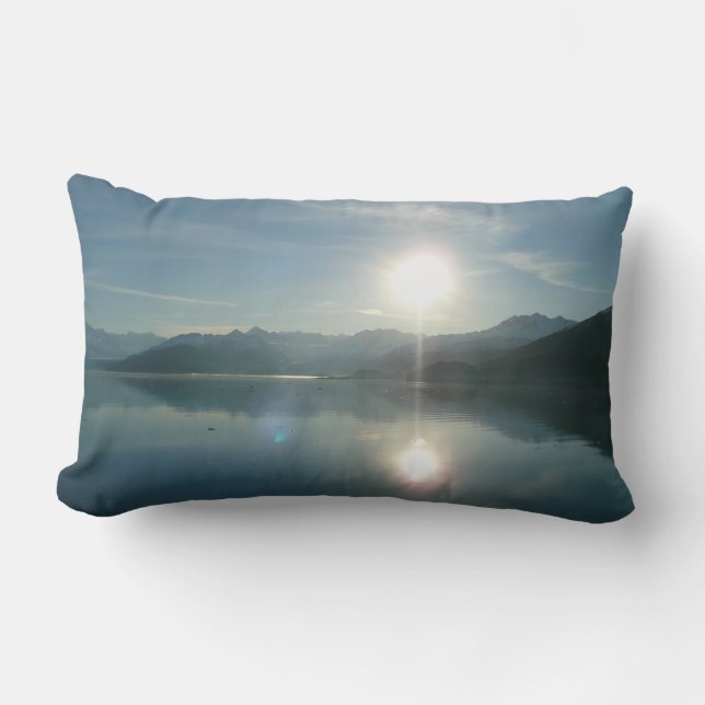 Sunrise over College Fjord Alaska Photography Lumbar Cushion (Front)