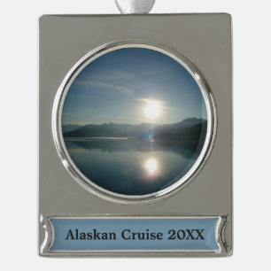 Sunrise over College Fjord Alaska Photography Silver Plated Banner Ornament
