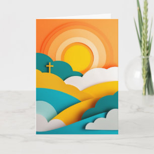 Sunrise Over Cut-Paper Hills Card