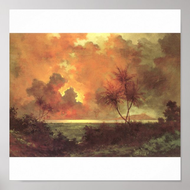 Sunrise Over Diamond Head, oil on canvas painting Poster (Front)