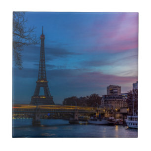 Sunrise over Eiffel tower - Paris, France, Europe Ceramic Tile