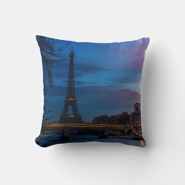 Sunrise over Eiffel tower - Paris, France, Europe Cushion (Front)