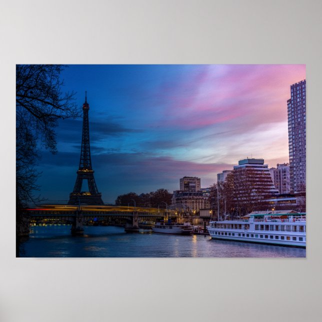 Sunrise over Eiffel tower - Paris, France, Europe Poster (Front)