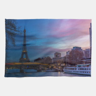 Sunrise over Eiffel tower - Paris, France, Europe Tea Towel