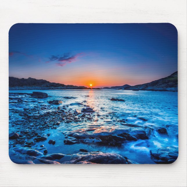 Sunrise Over Horizon At Seashore At Dawn Mouse Pad (Front)