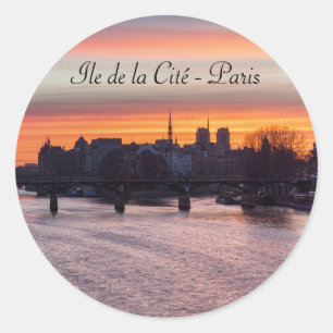 Sunrise over Ile de la Cite and Notre Dame - Paris Classic Round Sticker