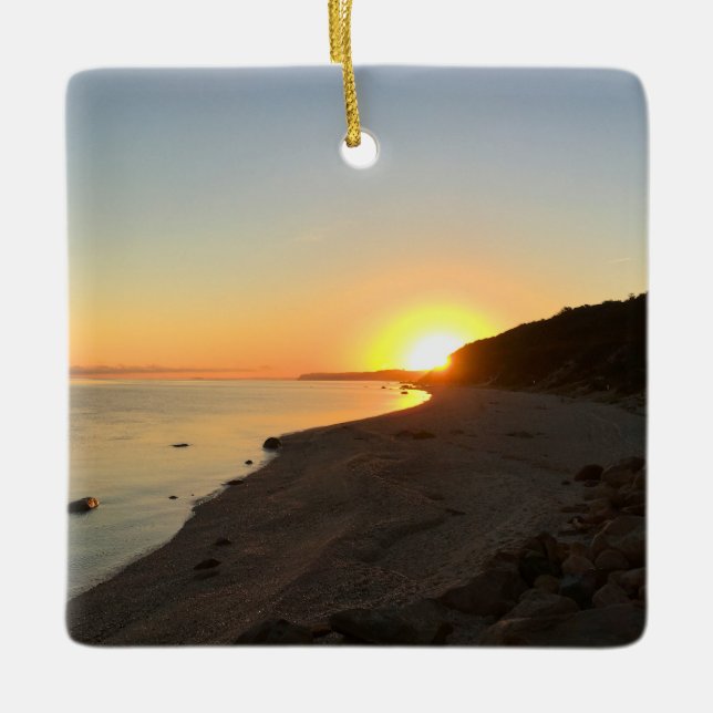 Sunrise Over Long Island Sound Ceramic Ornament (Front)