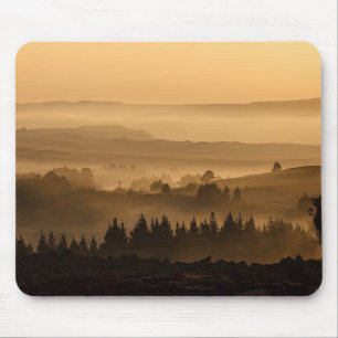 Sunrise Over Misty Rolling Hills Landscape Mouse Pad