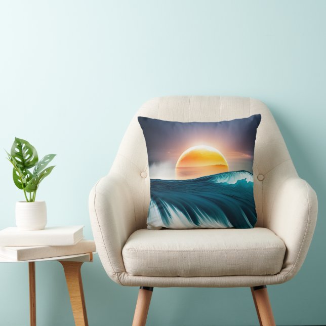 Sunrise Over Ocean Waves Cushion (Chair)