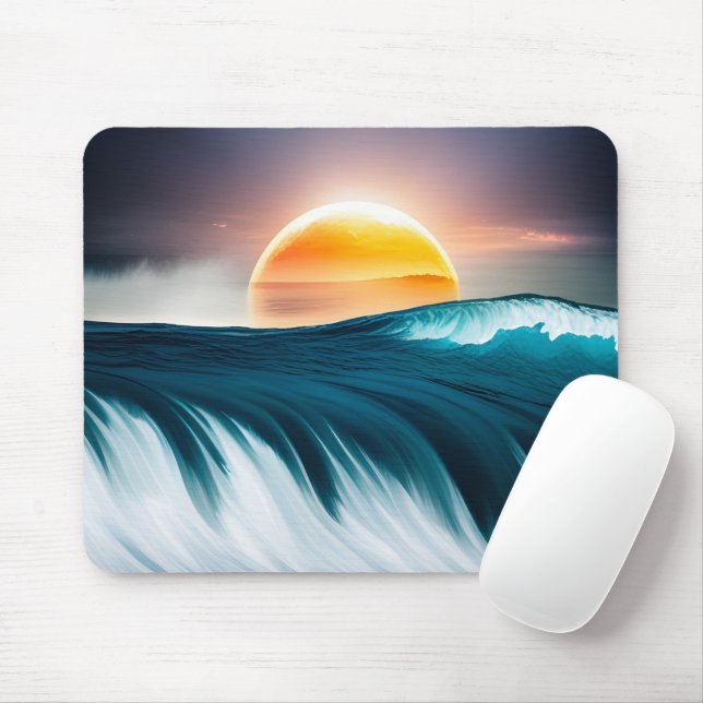 Sunrise Over Ocean Waves Mouse Pad (With Mouse)