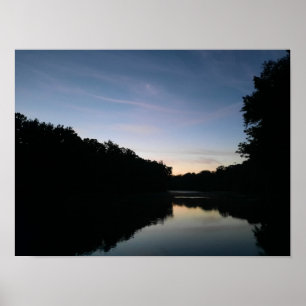 Sunrise Over River Blue Skies Poster