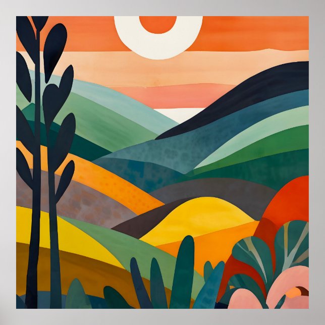 Sunrise Over Rolling Hills Poster (Front)