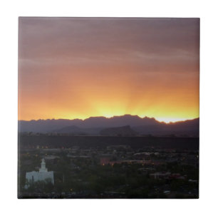 Sunrise over St. George Utah Landscape Ceramic Tile