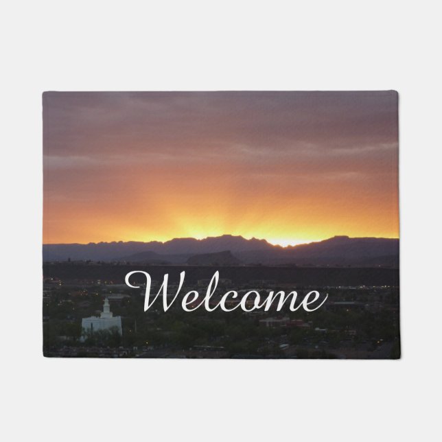 Sunrise over St. George Utah Landscape Doormat (Front)