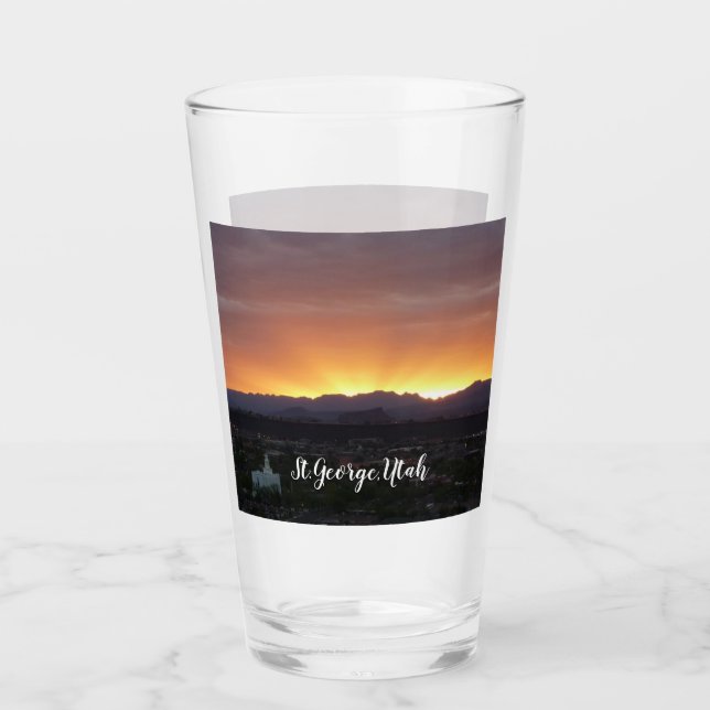 Sunrise over St. George Utah Landscape Glass (Front)