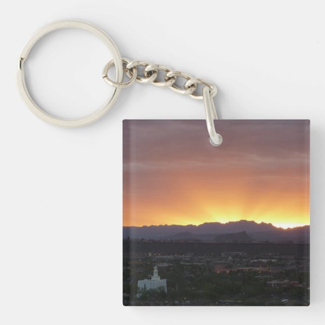 Sunrise over St. George Utah Landscape Key Ring (Front)